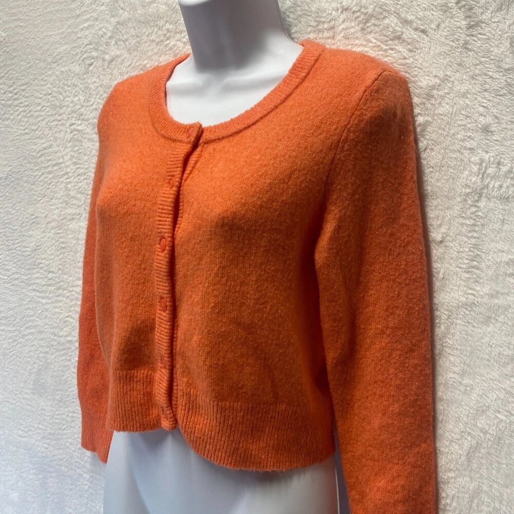 Aerie Wool Alpaca Cardigan Sweater Women's Small Peach Creamsicle Front-Button